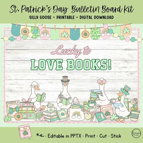 St Patricks Day Bulletin Board Kit Lucky To Love Books Library Classroom Decor
