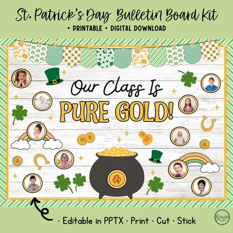 St Patricks Day Bulletin Board Kit Our Class Is Pure Gold Door Decor