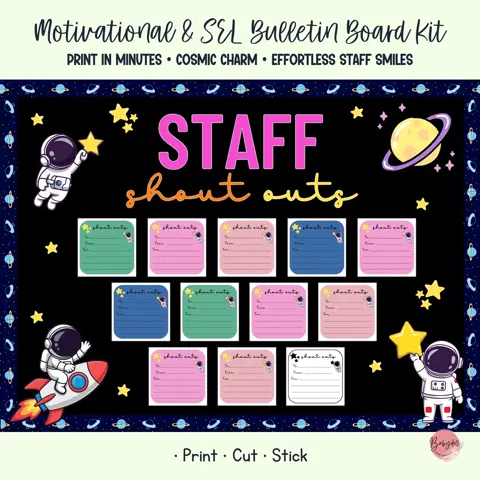 Staff Shout Out Kit Space Bulletin Board for Teacher Appreciation