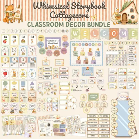 Storybook Classroom Decor Bundle with Editable Woodland Teacher Printables