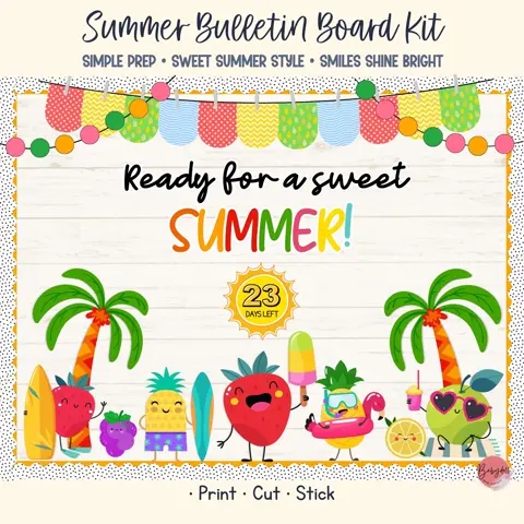 Summer Bulletin Kit for End of Year Classroom Decor and Summer Countdown