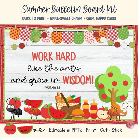 Summer Picnic Bulletin Board Kit Ant Christian Classroom Decor Elementary