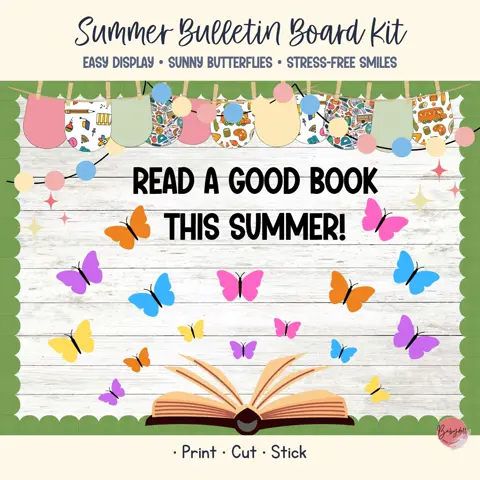 Summer Reading Decor Butterfly Bulletin Board Kit For Elementary Teachers