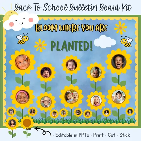 Sunflower board kit for back to school and spring classroom door decor