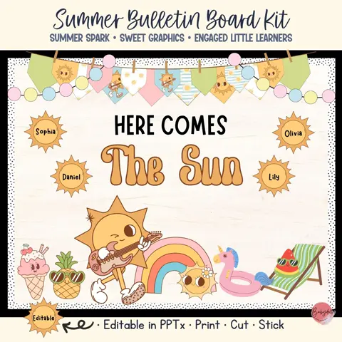 Sunshine Class Decor and Groovy Summer Bulletin Board Kit