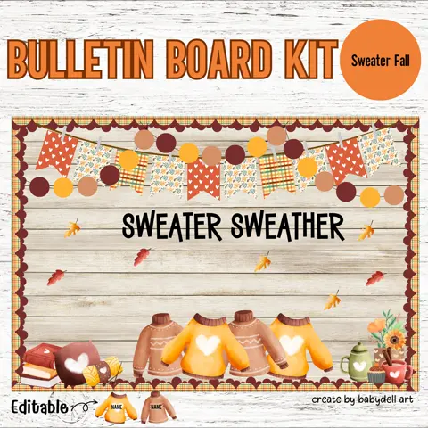 Sweater Weather Bulletin Board Kit: Cozy Fall Classroom Decor