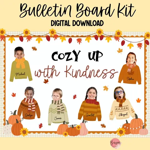 Sweater Weather Bulletin Board Kit Fall Student Photo Craft Classroom Decor