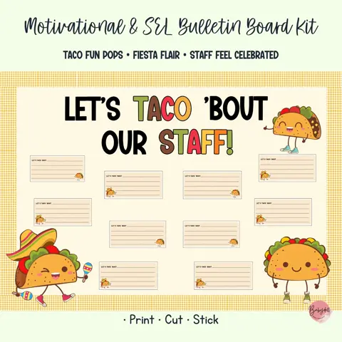 Taco Staff Appreciation Bulletin Board Kit for Teacher Room Decor