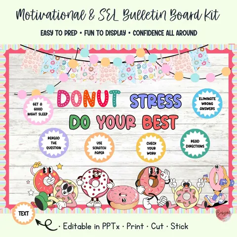 Test Prep Donut Stress Editable Classroom Motivation