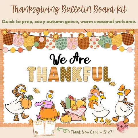 Thankful Goose Bulletin Board Kit for Fall and Thanksgiving Classroom Decor