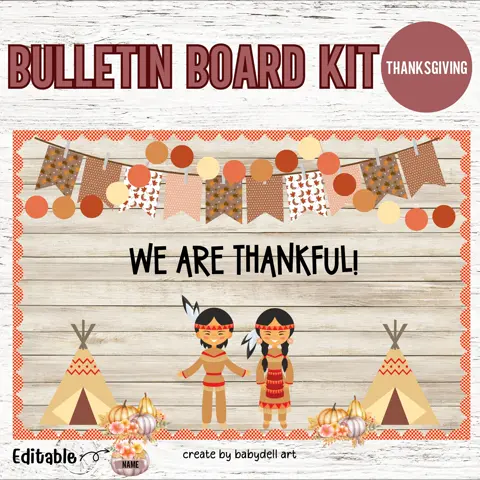 Thanksgiving Bulletin Board Kit: Editable Classroom Decor