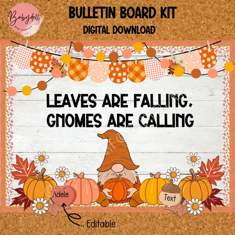 Thanksgiving Gnome Bulletin Board Kit: Fall Classroom Decor (Digital Download)
