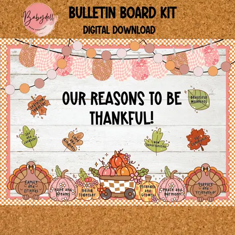 Thanksgiving Growth Mindset Bulletin Board Kit: Fall Classroom Decor (Printable Digital Download