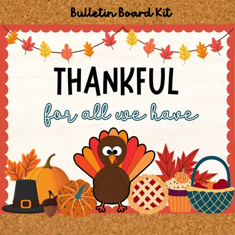 Thanksgiving Turkey Bulletin Board Kit for November Classroom Decor and Doors