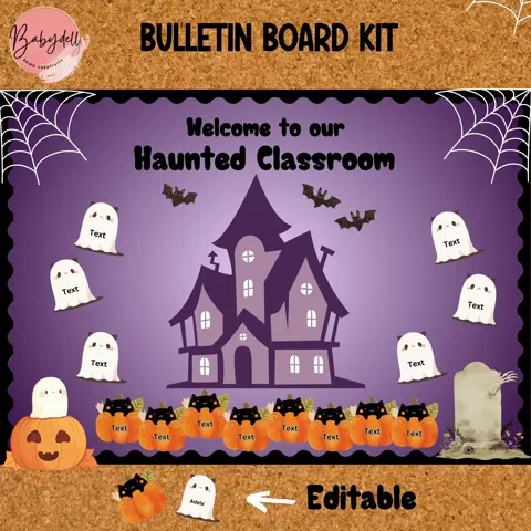 Welcome to Our Haunted Classroom Bulletin Board Kit | Halloween Themed Digital Download