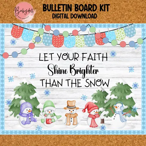 Winter Bulletin Board Kit | Christian Classroom Decor | Snowman-Themed Classroom Decoration