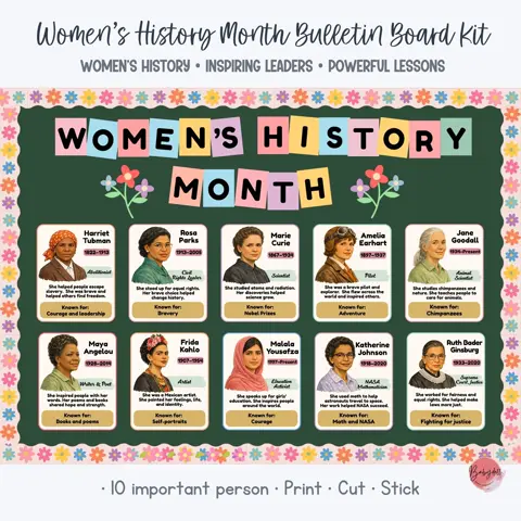 Women's History Month Bulletin Board Kit Classroom Door Decor Famous Female Leaders
