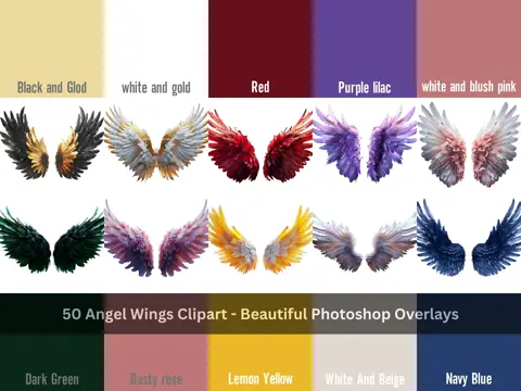Angel Wings Photoshop Overlays for Ethereal Pregnancy Photo Editing Bundle
