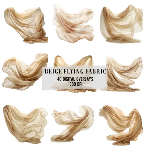 Beige Flying Fabric Overlays | Dreamy Maternity Photo Editing
