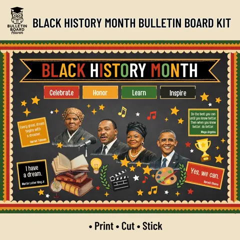 Black History Month Bulletin Board Kit Famous Leaders Quotes Classroom Door Decor Set