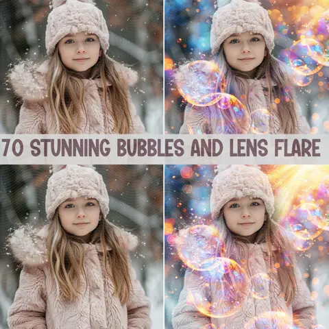 Bubbles Lens Flare Photo Overlay Bundle for Portrait and Landscape Editing