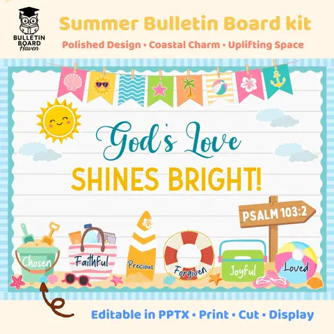 Christian Beach Bulletin Board Kit & Summer Sunday School Decor