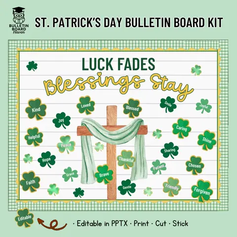 Christian St Patricks Day Bulletin Board Kit for Sunday School or Church Classrooms