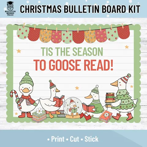 Christmas Reading Bulletin Board Kit with Winter Geese for Library or Classroom Decor