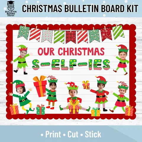 Christmas S-ELF-IES Bulletin Board Kit for Student Photo Display