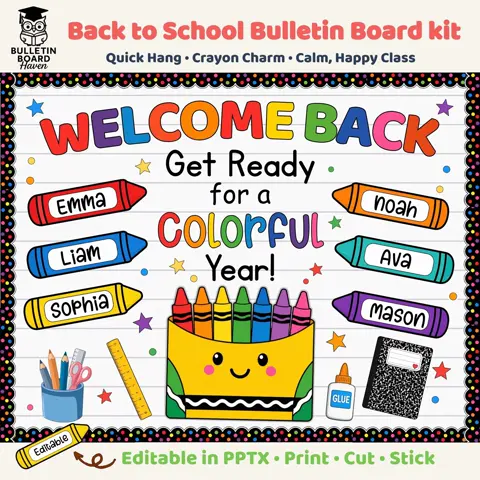 Crayon Board Kit For Welcome Back Door Decor And Colorful Kindergarten Classroom Display