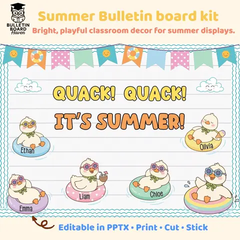 Duck Bulletin Board Kit for Summer Classroom Decor and Door Displays