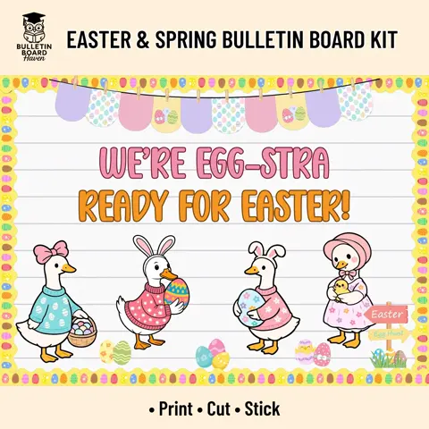Easter Bulletin Kit Silly Goose Spring Classroom Door Decor for Teachers Printable Display