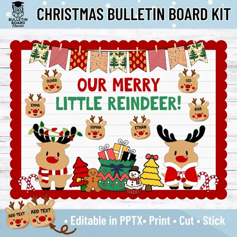 Editable Christmas Bulletin Board Kit with Photo Faces | Personalized Classroom Decor