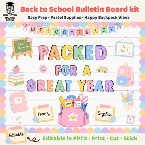 First Day Of School Bulletin Board Kit Editable Crayon Classroom Door Decor
