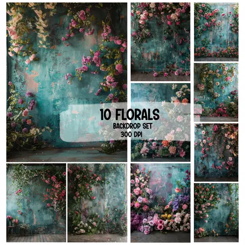 Floral Photography Backdrop: Studio Newborn Overlays