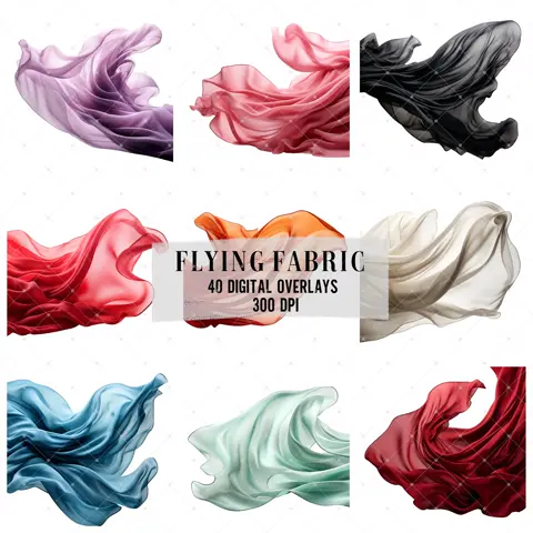 Flying Fabric Photoshop Overlays – Maternity Backdrop & Fine Art Textures for Photographers