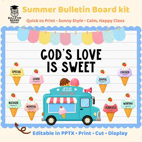 Ice Cream Board Kit Summer Sunday School Decor Christian Classroom