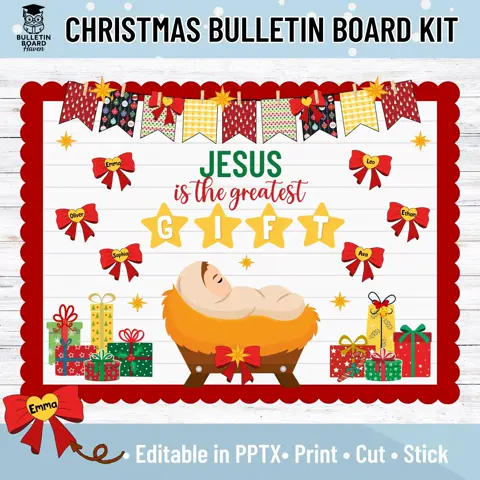 Nativity Christmas Bulletin Board Kit for Christian Classroom Decor