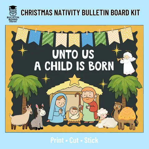 Nativity Scene Bulletin Board Kit Printable Classroom Decor