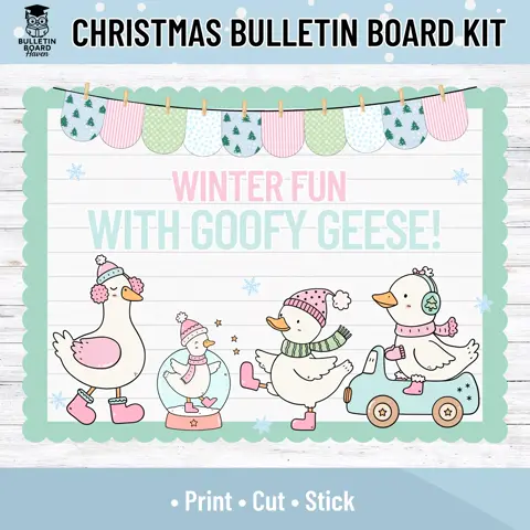 Printable Winter Bulletin Board Kit with Geese for January Classroom Decor