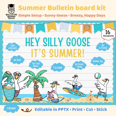 Silly Goose Decor for Summer Bulletin Boards and End of Year Doors