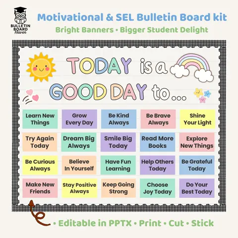 Today is a good day pastel board kit for growth mindset classroom decor