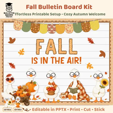 Silly Goose Fall Bulletin Board Kit Editable Autumn Classroom Decor