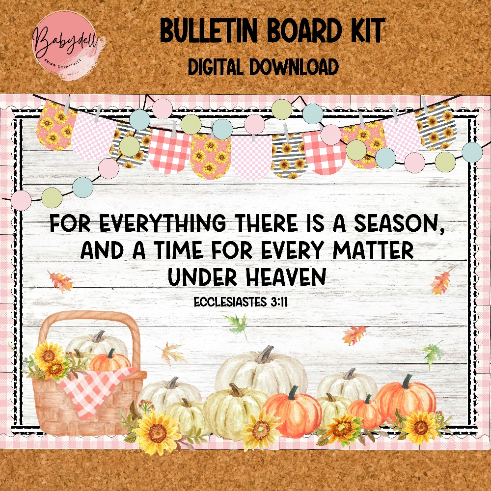 Fall Christian Bulletin Board Kit | Autumn Religious Digital Download Decor