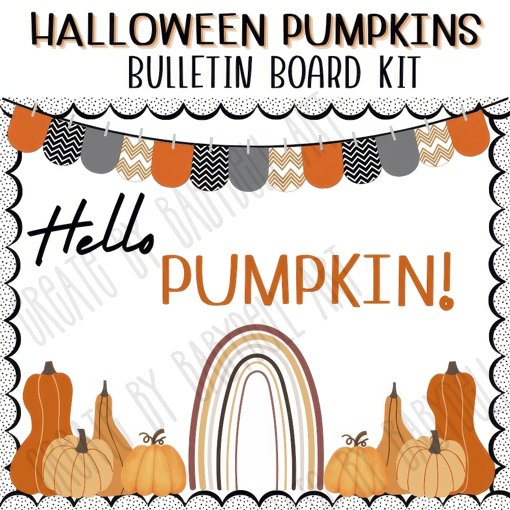 Halloween Pumpkin Bulletin Board Kit – Classroom Fall Decor, Easy to Use