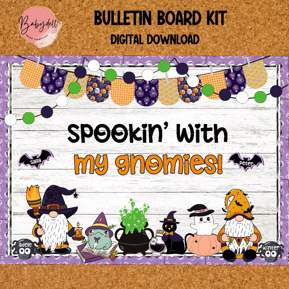 Halloween Gnome Bulletin Board Kit – Printable Witch Classroom Decor - Image 2