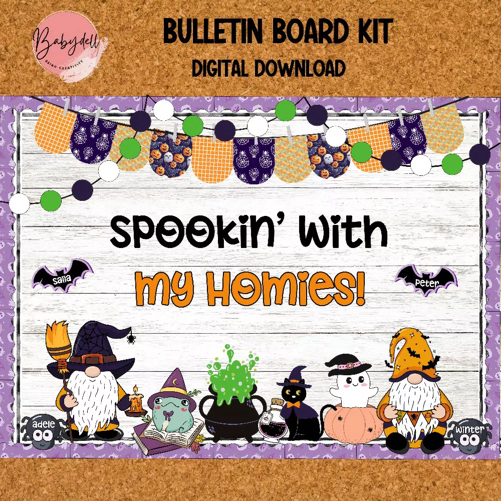 Halloween Gnome Bulletin Board Kit – Printable Witch Classroom Decor - Image 3