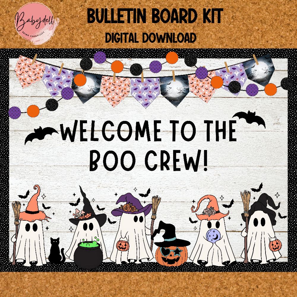 Spooky Halloween Bulletin Board Kit – Editable Fall October Door Decor