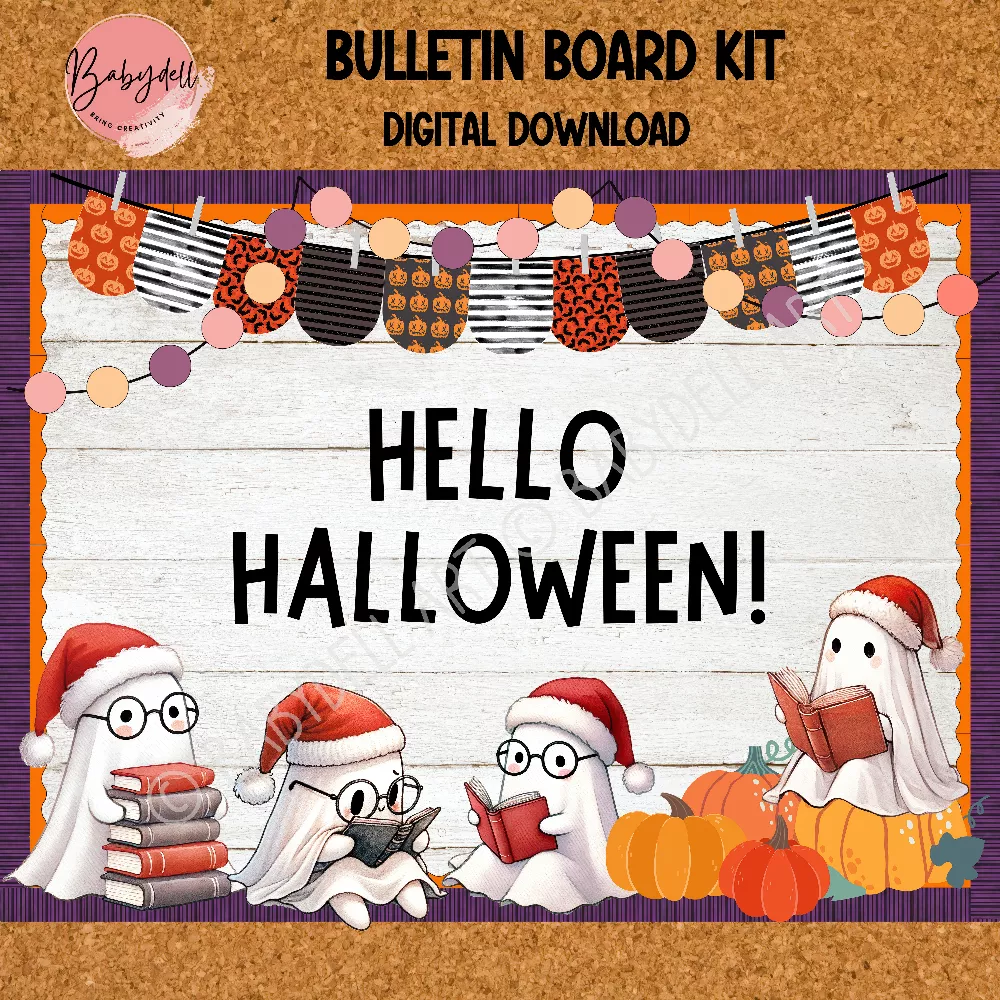 Reading Halloween Bulletin Board Kit | Ghost Book Theme Classroom Decor | Fall Door Decoration
