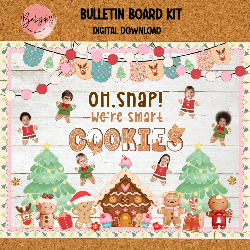 Christmas Bulletin Board – Gingerbread-Themed December Classroom Decor Kit